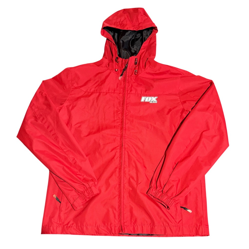 Fox Ride Racing Windbreaker Jacket Mens Large Red Hooded Full Zip Outerwear